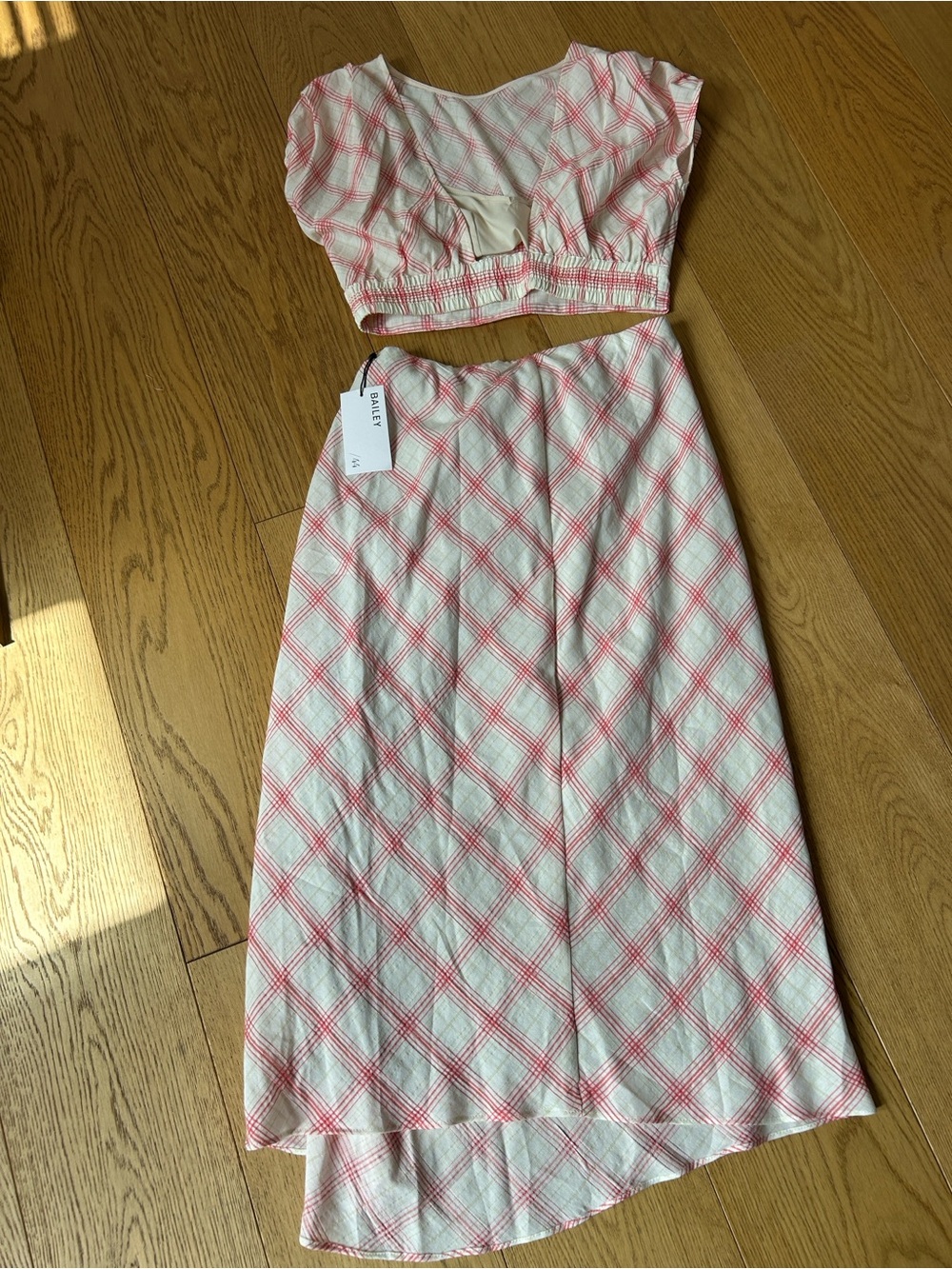 Pink Plaid Midi Skirt
